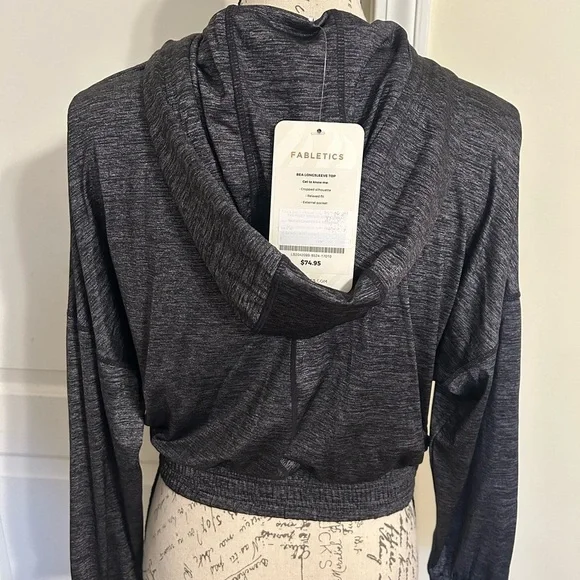 Fabletics Charcoal Long Sleeve Cropped Hoodie - Picture 5 of 6
